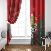 New Zealand Kakapo Christmas Window Curtain Owl Parrot Santa Sliver Fern Manuka - Red LT14 - Polynesian Pride