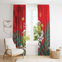 New Zealand Kakapo Christmas Window Curtain Owl Parrot Santa Sliver Fern Manuka - Red LT14 - Polynesian Pride