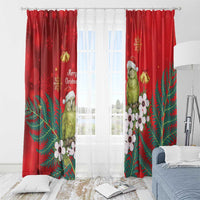 New Zealand Kakapo Christmas Window Curtain Owl Parrot Santa Sliver Fern Manuka - Red LT14 - Polynesian Pride