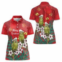 New Zealand Kakapo Christmas Women Polo Shirt Owl Parrot Santa Sliver Fern Manuka - Red - Polynesian Pride