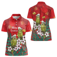 New Zealand Kakapo Christmas Women Polo Shirt Owl Parrot Santa Sliver Fern Manuka - Red LT14 - Polynesian Pride