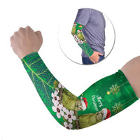 New Zealand Kakapo Christmas Arm Sleeves Owl Parrot Santa Sliver Fern Manuka - Green LT14 Set of 2 Green - Polynesian Pride