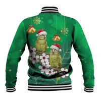 New Zealand Kakapo Christmas Baseball Jacket Owl Parrot Santa Sliver Fern Manuka - Green LT14 - Polynesian Pride