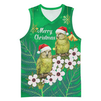 New Zealand Kakapo Christmas Basketball Jersey Owl Parrot Santa Sliver Fern Manuka - Green LT14 Unisex Green - Polynesian Pride