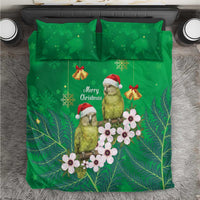 New Zealand Kakapo Christmas Bedding Set Owl Parrot Santa Sliver Fern Manuka - Green LT14 Green - Polynesian Pride