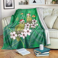 New Zealand Kakapo Christmas Blanket Owl Parrot Santa Sliver Fern Manuka - Green LT14 Green - Polynesian Pride