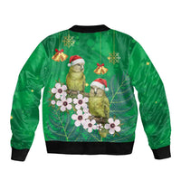 New Zealand Kakapo Christmas Bomber Jacket Owl Parrot Santa Sliver Fern Manuka - Green LT14 - Polynesian Pride