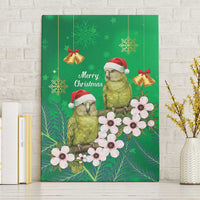 New Zealand Kakapo Christmas Canvas Wall Art Owl Parrot Santa Sliver Fern Manuka - Green LT14 Without Frame Green - Polynesian Pride