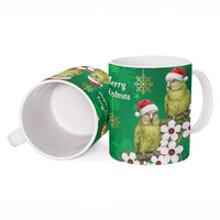 New Zealand Kakapo Christmas Ceramic Mug Owl Parrot Santa Sliver Fern Manuka - Green LT14 - Polynesian Pride
