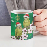 New Zealand Kakapo Christmas Ceramic Mug Owl Parrot Santa Sliver Fern Manuka - Green LT14 - Polynesian Pride