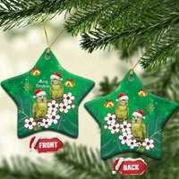 New Zealand Kakapo Christmas Ceramic Ornament Owl Parrot Santa Sliver Fern Manuka - Green LT14 Star Green - Polynesian Pride