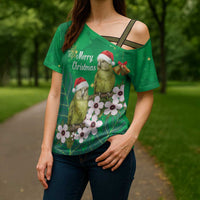 New Zealand Kakapo Christmas Cross Shoulder Shirt Owl Parrot Santa Sliver Fern Manuka - Green LT14 - Polynesian Pride
