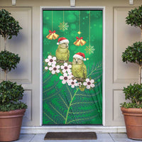 New Zealand Kakapo Christmas Door Cover Owl Parrot Santa Sliver Fern Manuka - Green LT14 Green - Polynesian Pride