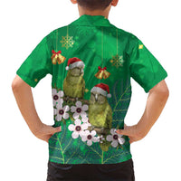 New Zealand Kakapo Christmas Family Matching Summer Maxi Dress and Hawaiian Shirt Owl Parrot Santa Sliver Fern Manuka - Green LT14 - Polynesian Pride