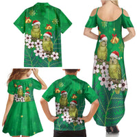 New Zealand Kakapo Christmas Family Matching Summer Maxi Dress and Hawaiian Shirt Owl Parrot Santa Sliver Fern Manuka - Green LT14 - Polynesian Pride