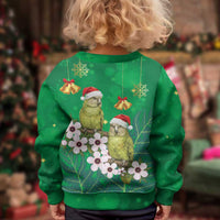 New Zealand Kakapo Christmas Kid Ugly Christmas Sweater Owl Parrot Santa Sliver Fern Manuka - Green LT14 - Polynesian Pride