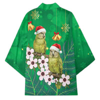 New Zealand Kakapo Christmas Kimono Owl Parrot Santa Sliver Fern Manuka - Green LT14 - Polynesian Pride