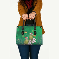 New Zealand Kakapo Christmas Leather Bag Owl Parrot Santa Sliver Fern Manuka - Green LT14 - Polynesian Pride