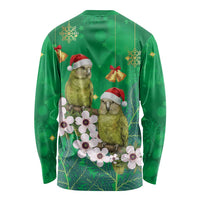 New Zealand Kakapo Christmas Long Sleeve Shirt Owl Parrot Santa Sliver Fern Manuka - Green LT14 - Polynesian Pride
