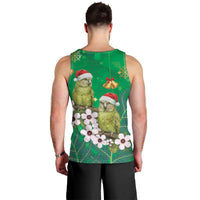 New Zealand Kakapo Christmas Men Tank Top Owl Parrot Santa Sliver Fern Manuka - Green LT14 - Polynesian Pride