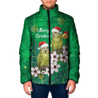 New Zealand Kakapo Christmas Padded Jacket Owl Parrot Santa Sliver Fern Manuka - Green LT14 Men Green - Polynesian Pride