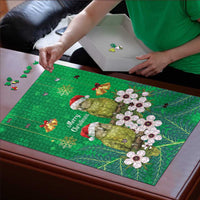 New Zealand Kakapo Christmas Puzzle Owl Parrot Santa Sliver Fern Manuka - Green LT14 - Polynesian Pride