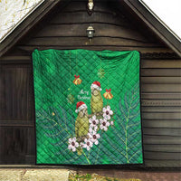 New Zealand Kakapo Christmas Quilt Owl Parrot Santa Sliver Fern Manuka - Green LT14 - Polynesian Pride