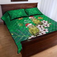 New Zealand Kakapo Christmas Quilt Bed Set Owl Parrot Santa Sliver Fern Manuka - Green LT14 - Polynesian Pride
