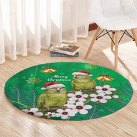 New Zealand Kakapo Christmas Round Carpet Owl Parrot Santa Sliver Fern Manuka - Green LT14 - Polynesian Pride