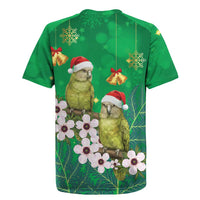 New Zealand Kakapo Christmas Rugby Jersey Owl Parrot Santa Sliver Fern Manuka - Green LT14 - Polynesian Pride