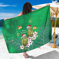 New Zealand Kakapo Christmas Sarong Owl Parrot Santa Sliver Fern Manuka - Green LT14 One Size 44 x 66 inches Green - Polynesian Pride