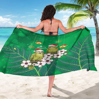 New Zealand Kakapo Christmas Sarong Owl Parrot Santa Sliver Fern Manuka - Green LT14 - Polynesian Pride
