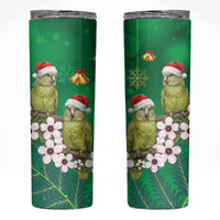 New Zealand Kakapo Christmas Skinny Tumbler Owl Parrot Santa Sliver Fern Manuka - Green LT14 Green - Polynesian Pride