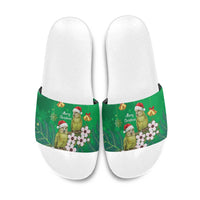 New Zealand Kakapo Christmas Slide Sandals Owl Parrot Santa Sliver Fern Manuka - Green LT14 Green - Polynesian Pride