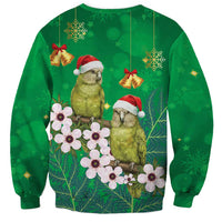 New Zealand Kakapo Christmas Sweatshirt Owl Parrot Santa Sliver Fern Manuka - Green LT14 - Polynesian Pride