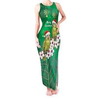 New Zealand Kakapo Christmas Tank Maxi Dress Owl Parrot Santa Sliver Fern Manuka - Green LT14 Women Green - Polynesian Pride