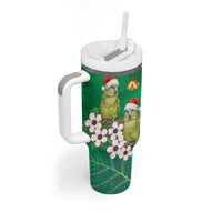New Zealand Kakapo Christmas Tumbler With Handle Owl Parrot Santa Sliver Fern Manuka - Green LT14 - Polynesian Pride