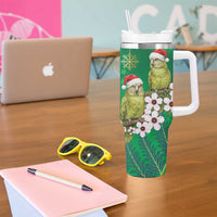 New Zealand Kakapo Christmas Tumbler With Handle Owl Parrot Santa Sliver Fern Manuka - Green LT14 - Polynesian Pride