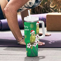 New Zealand Kakapo Christmas Tumbler With Handle Owl Parrot Santa Sliver Fern Manuka - Green LT14 - Polynesian Pride