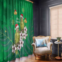 New Zealand Kakapo Christmas Window Curtain Owl Parrot Santa Sliver Fern Manuka - Green LT14 - Polynesian Pride