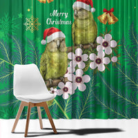 New Zealand Kakapo Christmas Window Curtain Owl Parrot Santa Sliver Fern Manuka - Green LT14 - Polynesian Pride