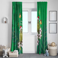 New Zealand Kakapo Christmas Window Curtain Owl Parrot Santa Sliver Fern Manuka - Green LT14 - Polynesian Pride