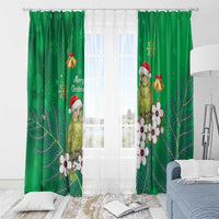 New Zealand Kakapo Christmas Window Curtain Owl Parrot Santa Sliver Fern Manuka - Green LT14 - Polynesian Pride