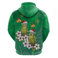 New Zealand Kakapo Christmas Zip Hoodie Owl Parrot Santa Sliver Fern Manuka - Green LT14 - Polynesian Pride