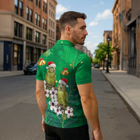 New Zealand Kakapo Christmas Zipper Polo Shirt Owl Parrot Santa Sliver Fern Manuka - Green LT14 - Polynesian Pride