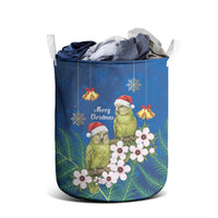 New Zealand Kakapo Christmas Laundry Basket Owl Parrot Santa Sliver Fern Manuka - Blue LT14 - Polynesian Pride