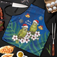 New Zealand Kakapo Christmas Apron Owl Parrot Santa Sliver Fern Manuka - Blue LT14 Blue - Polynesian Pride