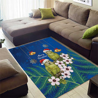 New Zealand Kakapo Christmas Area Rug Owl Parrot Santa Sliver Fern Manuka - Blue - Polynesian Pride