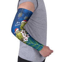 New Zealand Kakapo Christmas Arm Sleeves Owl Parrot Santa Sliver Fern Manuka - Blue LT14 - Polynesian Pride
