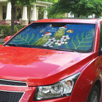 New Zealand Kakapo Christmas Auto Sun Shade Owl Parrot Santa Sliver Fern Manuka - Blue LT14 - Polynesian Pride